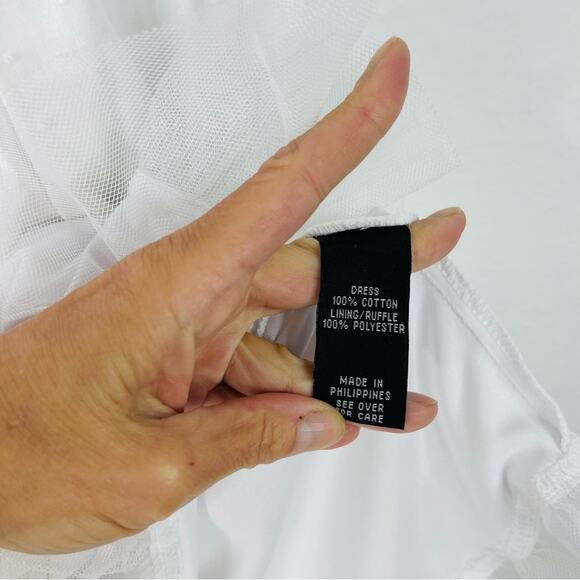 NEW BCX white trendy rosette Swiss dot cottagecore pleated dress small - Picture 8 of 9